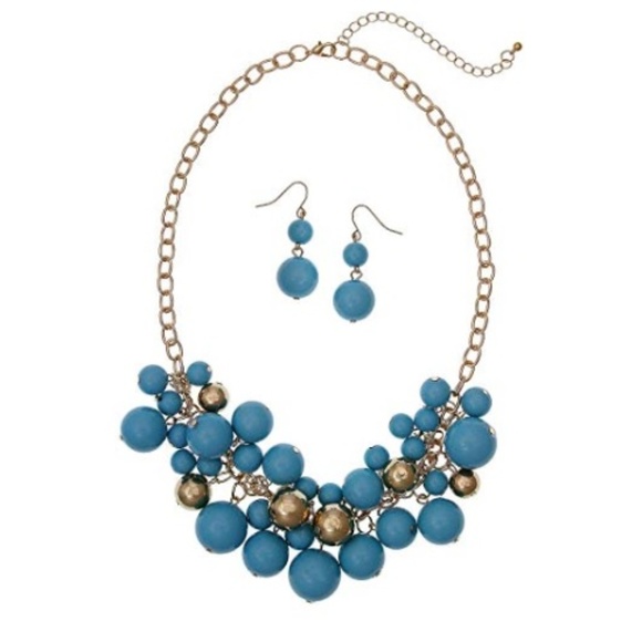 Erica Lyons Gold Tone Shaky Beaded Necklace And Drop Earrings NWT - Picture 1 of 3